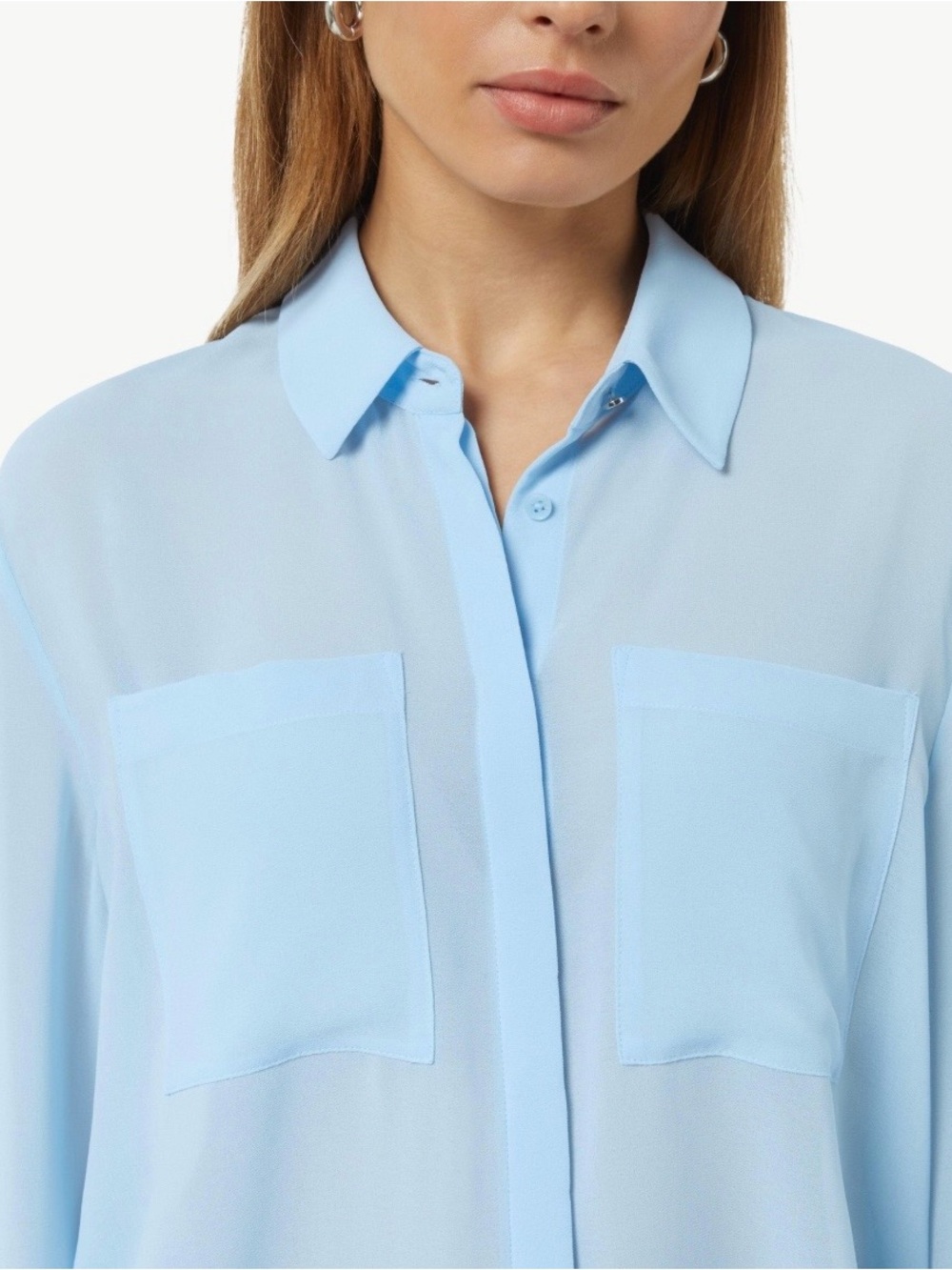 EXPRESS Portofino Light Blue Button-Up Blouse